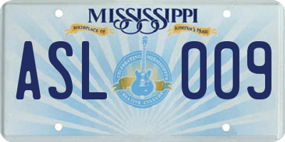 MS license plate ASL009