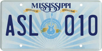 MS license plate ASL010