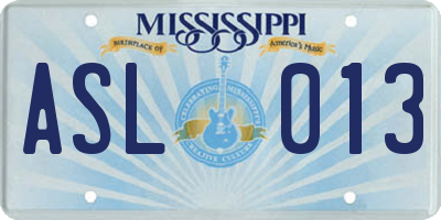 MS license plate ASL013