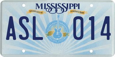 MS license plate ASL014