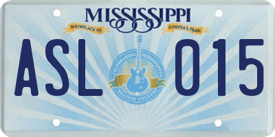 MS license plate ASL015