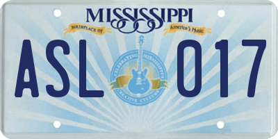 MS license plate ASL017