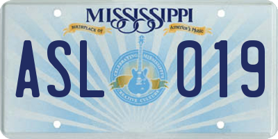 MS license plate ASL019