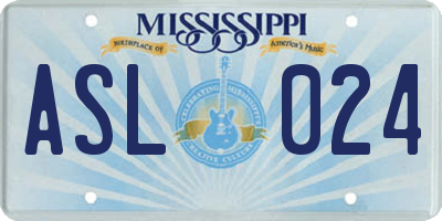 MS license plate ASL024