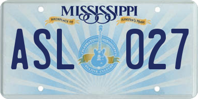 MS license plate ASL027