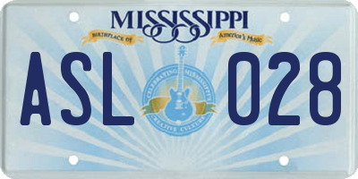 MS license plate ASL028