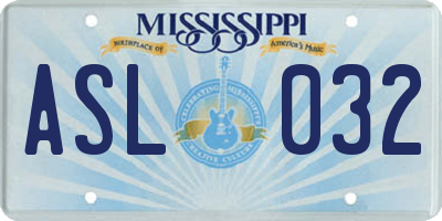 MS license plate ASL032