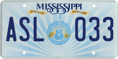 MS license plate ASL033
