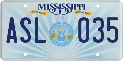 MS license plate ASL035