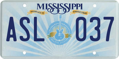 MS license plate ASL037