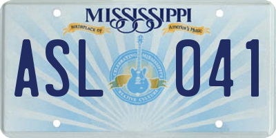 MS license plate ASL041