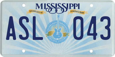 MS license plate ASL043