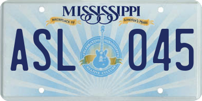 MS license plate ASL045