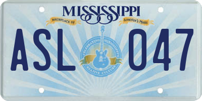 MS license plate ASL047