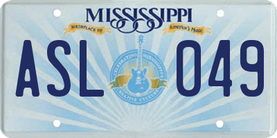 MS license plate ASL049