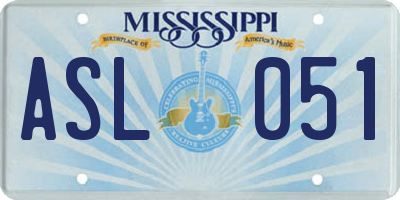 MS license plate ASL051