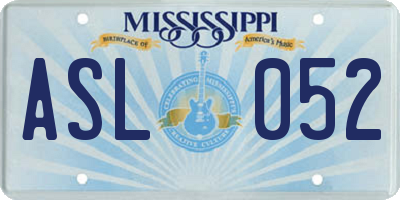 MS license plate ASL052