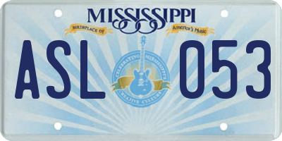 MS license plate ASL053