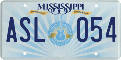 MS license plate ASL054