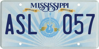 MS license plate ASL057
