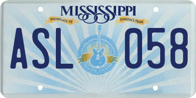 MS license plate ASL058