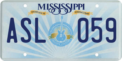 MS license plate ASL059