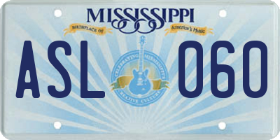 MS license plate ASL060