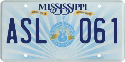 MS license plate ASL061