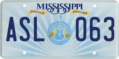 MS license plate ASL063