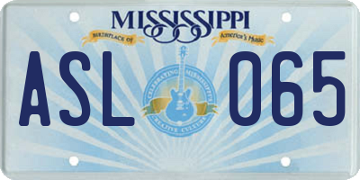 MS license plate ASL065