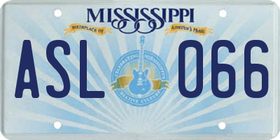 MS license plate ASL066