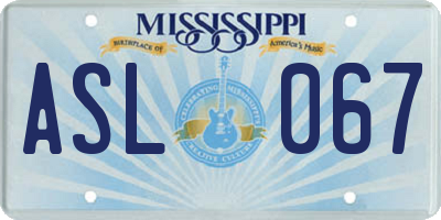 MS license plate ASL067