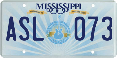 MS license plate ASL073