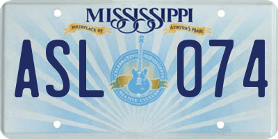 MS license plate ASL074