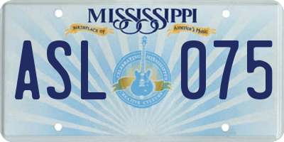 MS license plate ASL075