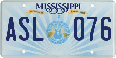 MS license plate ASL076