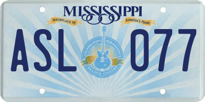 MS license plate ASL077