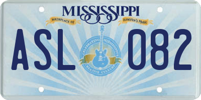 MS license plate ASL082