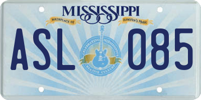 MS license plate ASL085