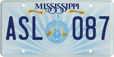 MS license plate ASL087