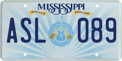 MS license plate ASL089