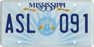 MS license plate ASL091