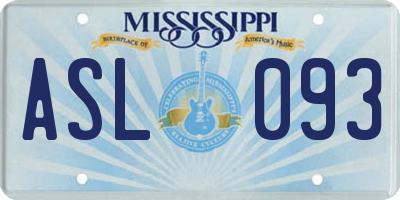 MS license plate ASL093