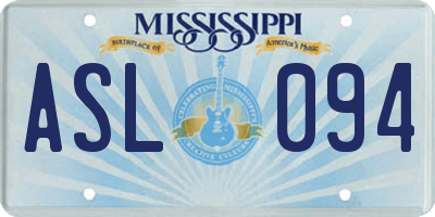 MS license plate ASL094