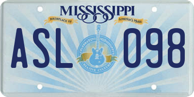 MS license plate ASL098