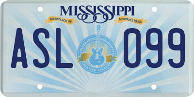 MS license plate ASL099