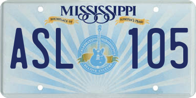 MS license plate ASL105