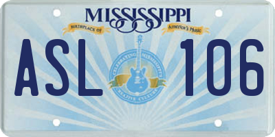MS license plate ASL106