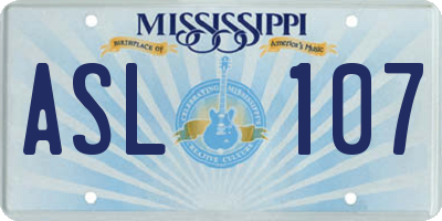 MS license plate ASL107