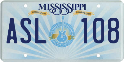 MS license plate ASL108